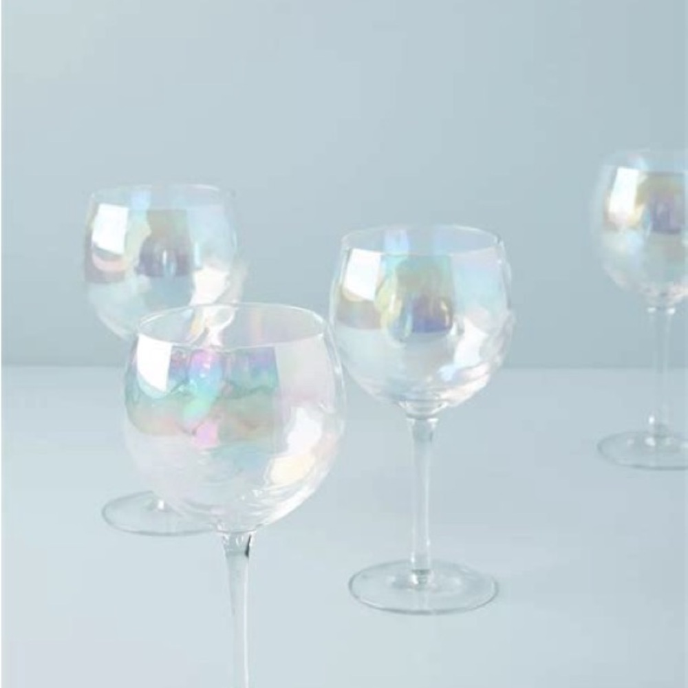 Anthropologie Katana Lustered Wine Glass Set of 2